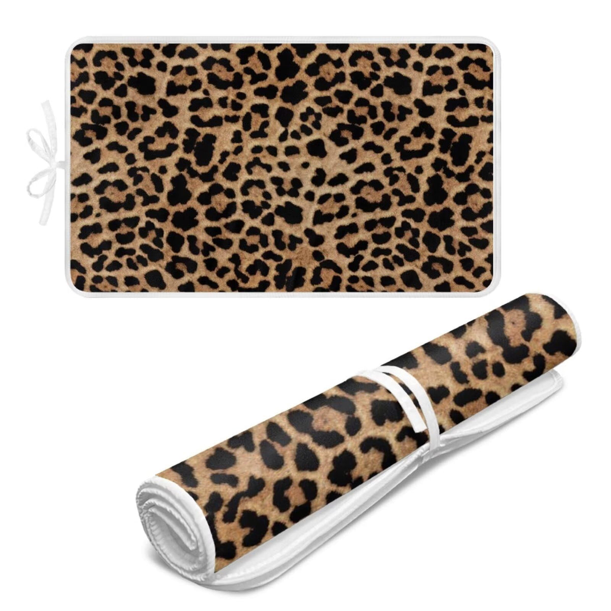 Leopard Print Iron Mat Blanket Travel Foldable Ironing Pad Fabric Ironing Board Cover for Top of Tabletop