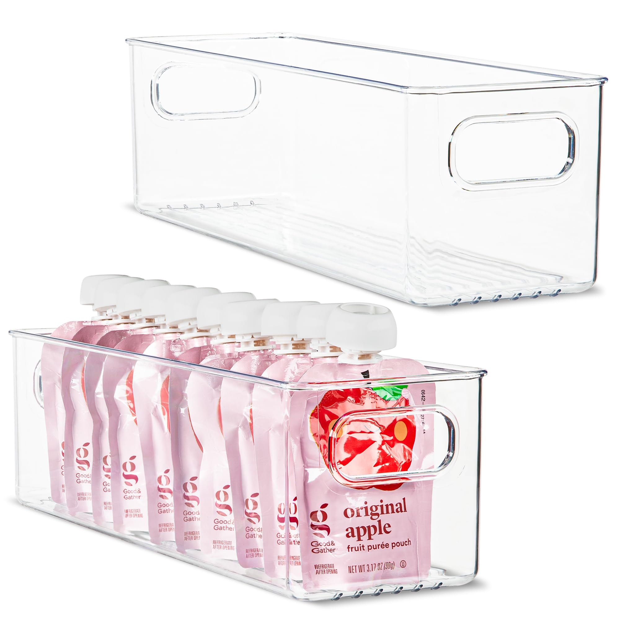 Plastic Food Storage 2 Pack Clear Container Bin with Handles for Organizing Kitchen (2 Count)