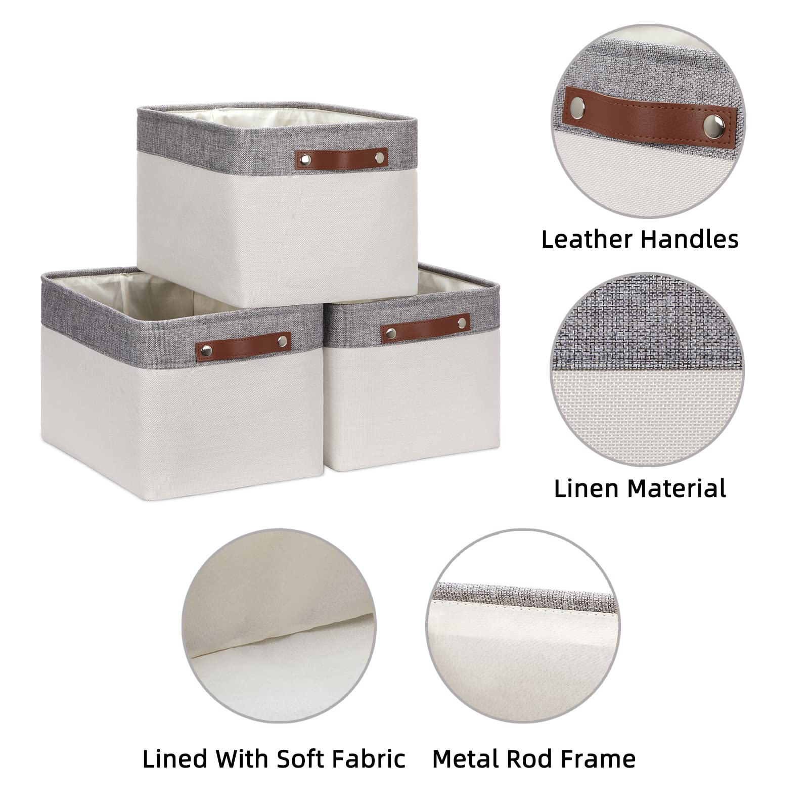 Large Storage Baskets for Shelves (3 Count)