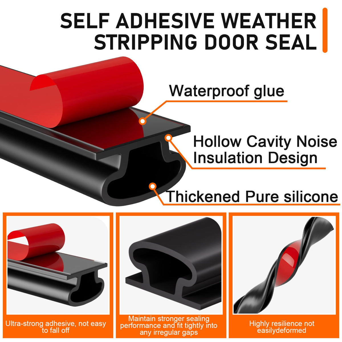 Black Rubber Weather Stripping Door Seal Strip