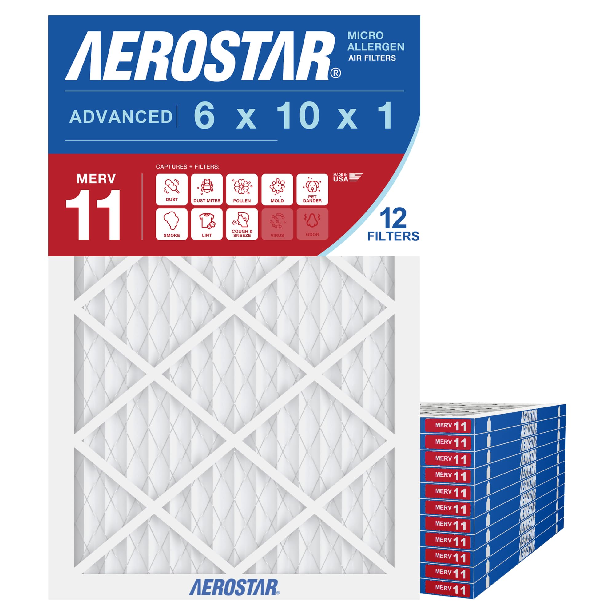 Air Filter 6x10x1 MERV 11 AC Filter (12 Count)