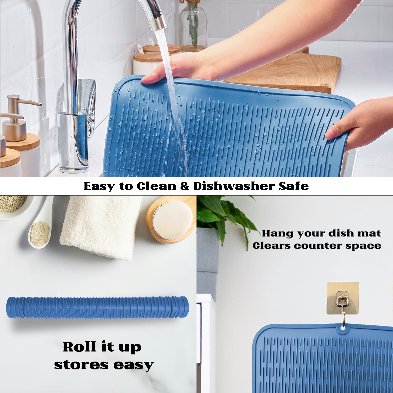Oversized Silicone Dish Drying Mat for Kitchen