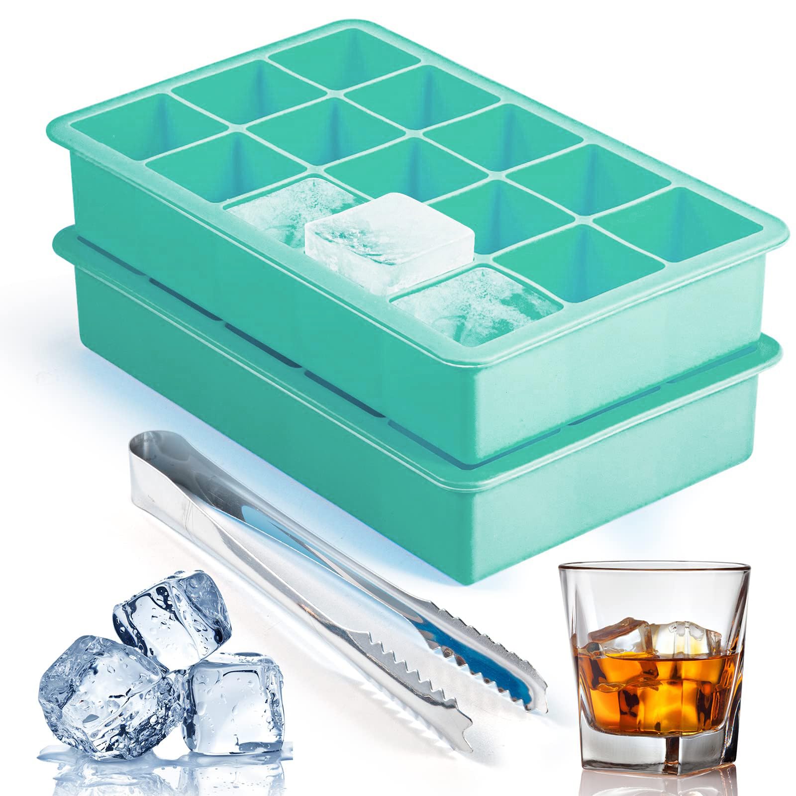 Silicone Ice Cube Trays for Freezer Set of 2 (8 Ounce)