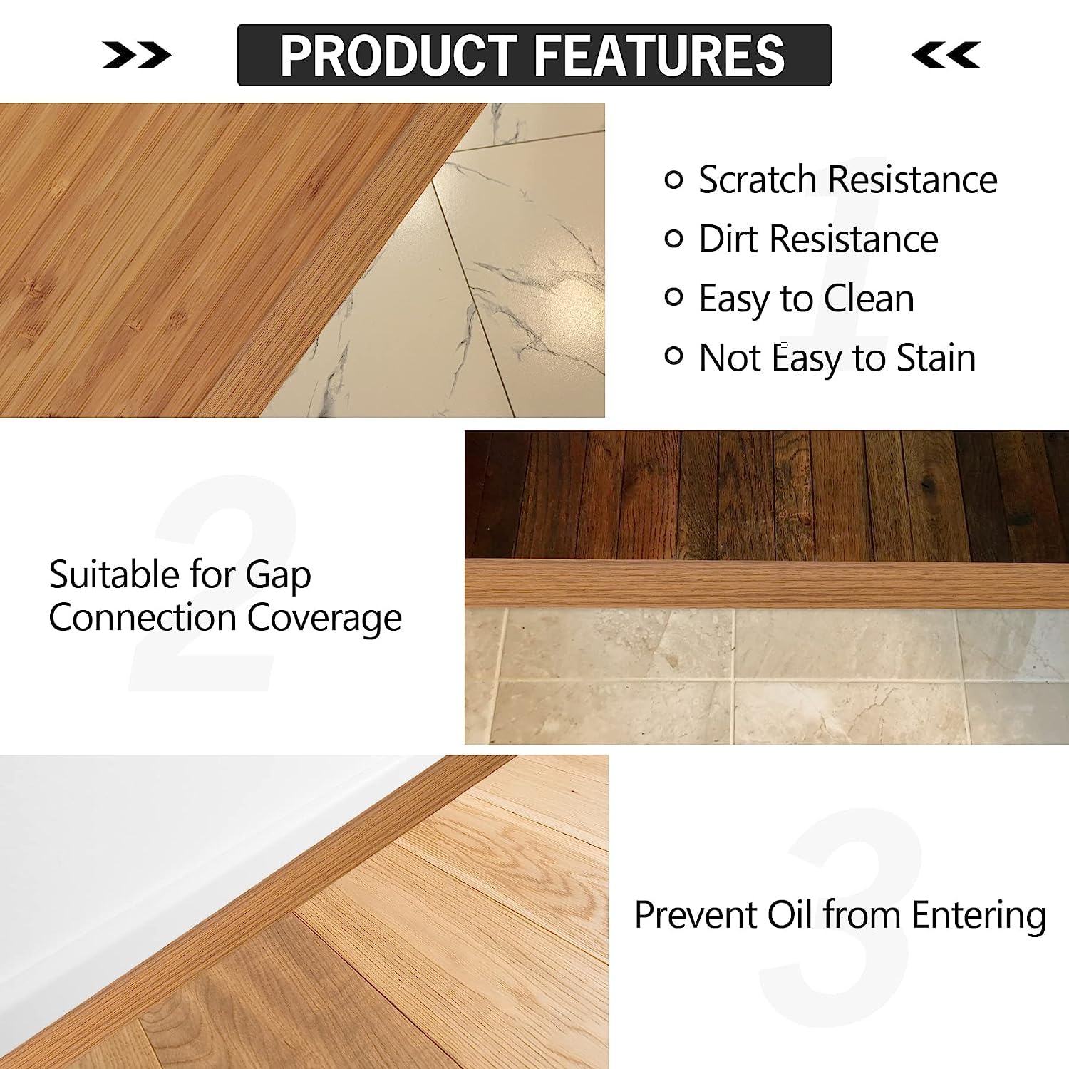 5Ft Floor Transition Strip Self Adhesive Vinyl Cover Floor Strip Flat Divider Transition Strip Wood Grain Design for Laminate Floor Gaps and Doorway Transitions