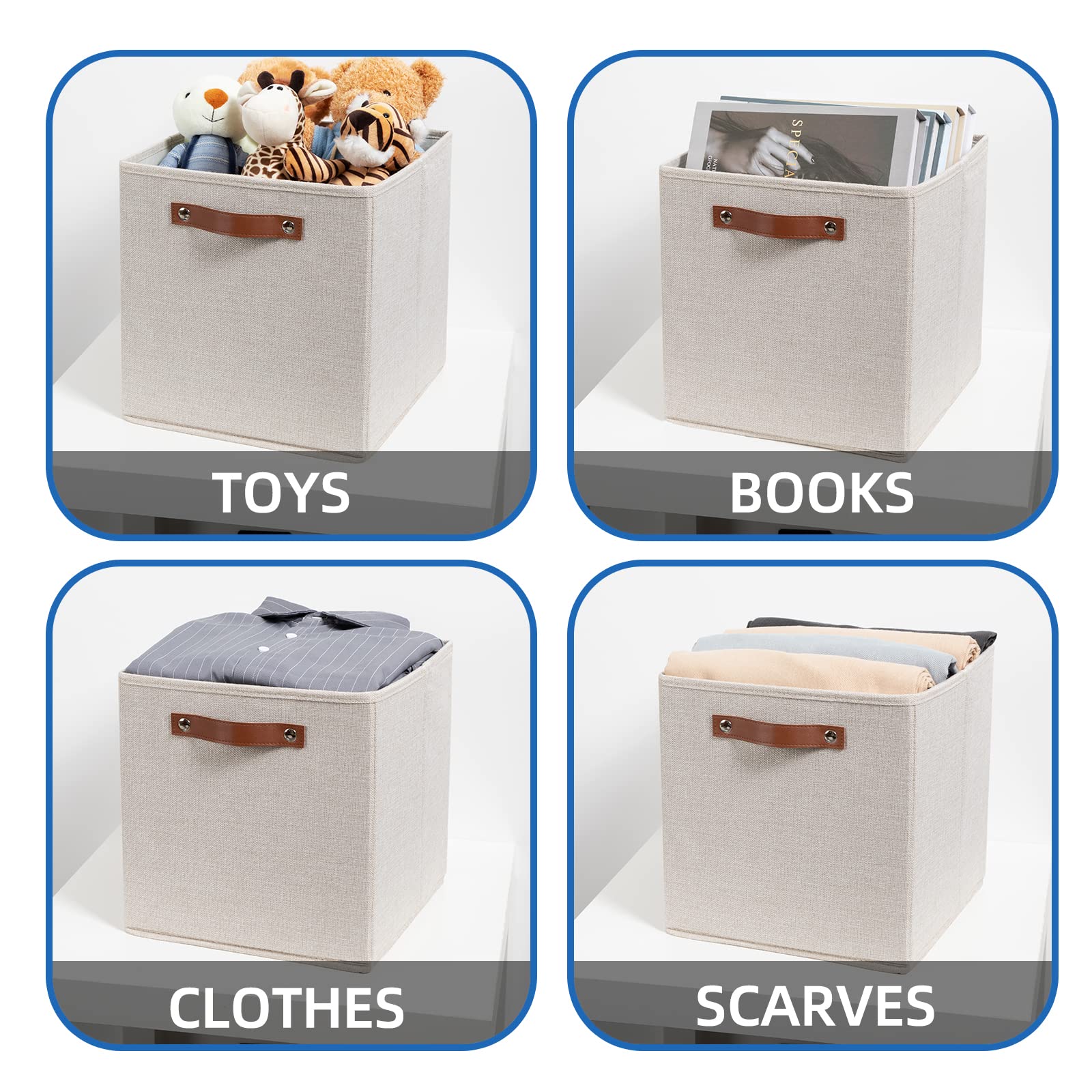 Cube Storage Bins 12 Inch Storage Cubes 4PCs Fabric Organizer Bins Boxes with Handles
