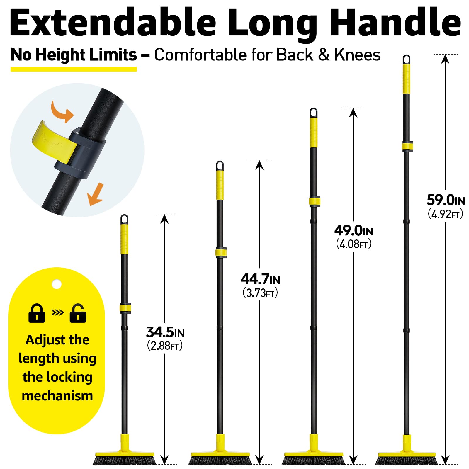 Grout Brush with Long Adjustable Handle