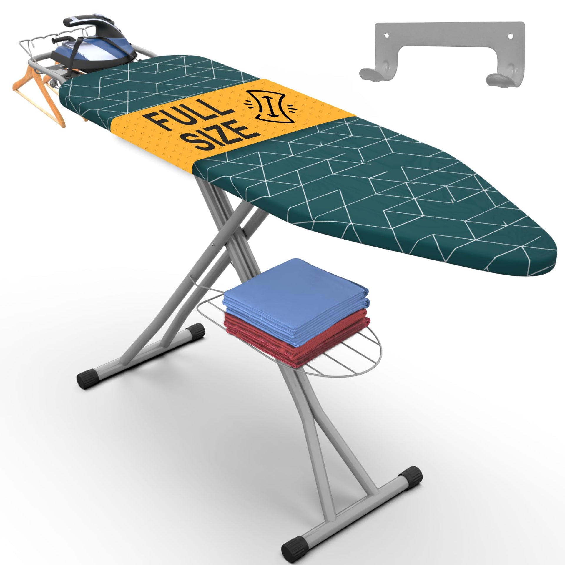 Ironing Board 57" x 15" Foldable with Wall Hanger