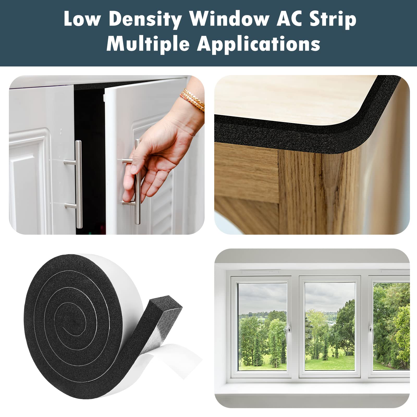 Weather Stripping Door Seal Window Air Conditoner Insulation Foam Seal Tape Black Open Cell Door Seal Strip