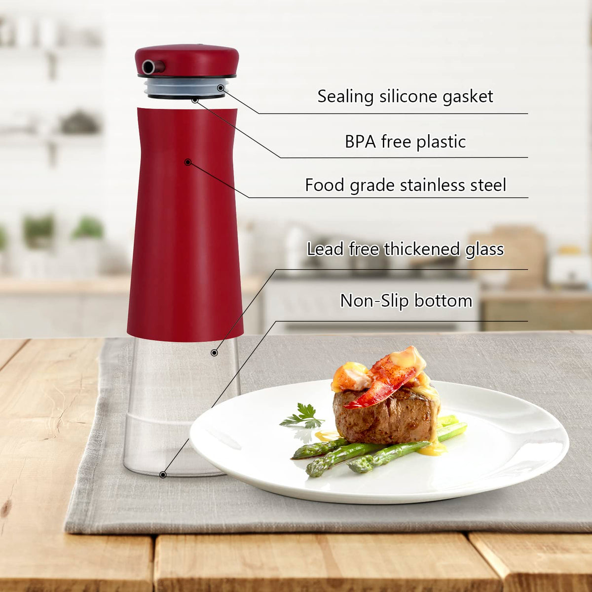 Red Oil And Vinegar Dispenser Set (2 Count)