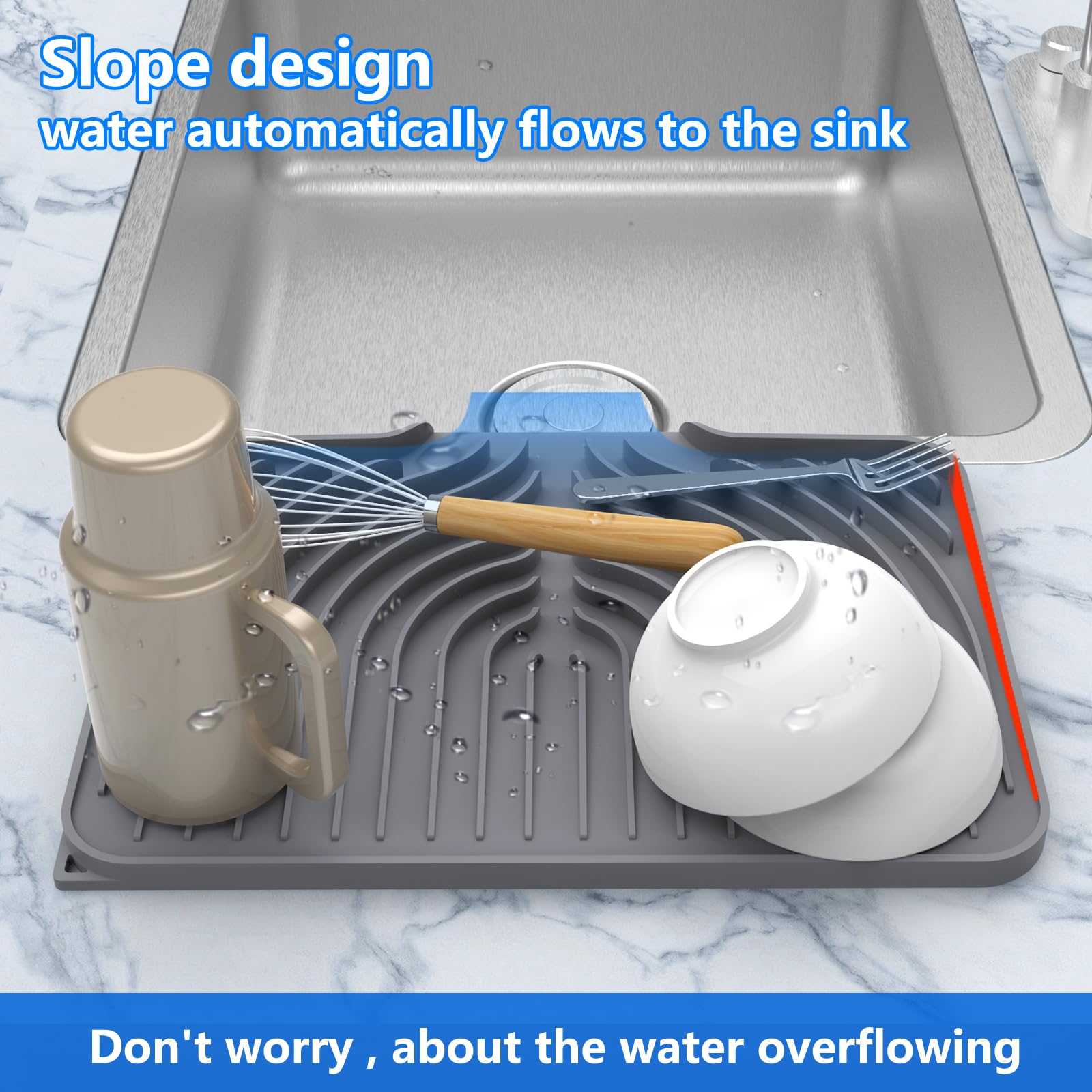 Dish drying mats for kitchen counter
