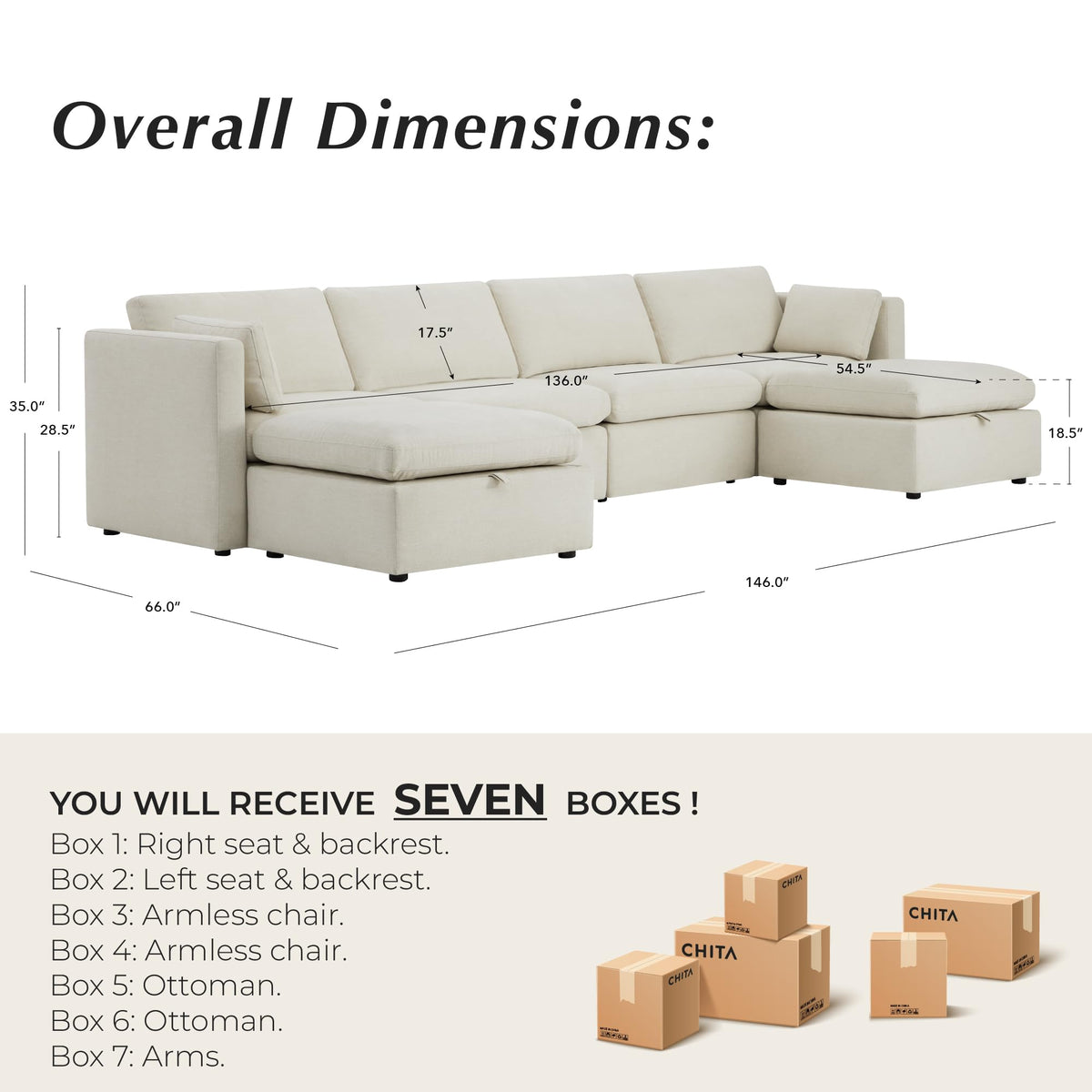146" Modular Sectional Sofa