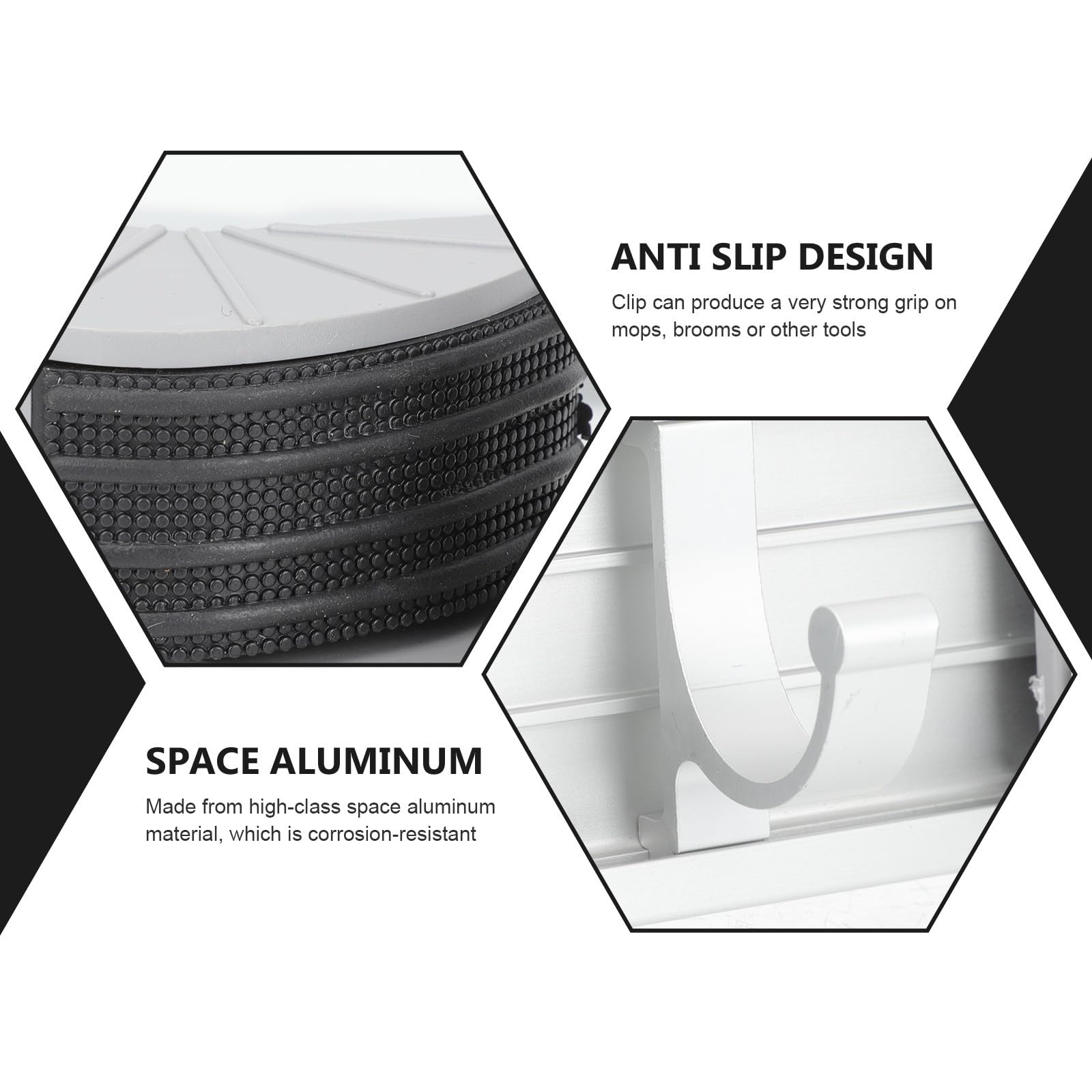 Punch free Mop Holder with 4 Hooks Space Aluminum Wall