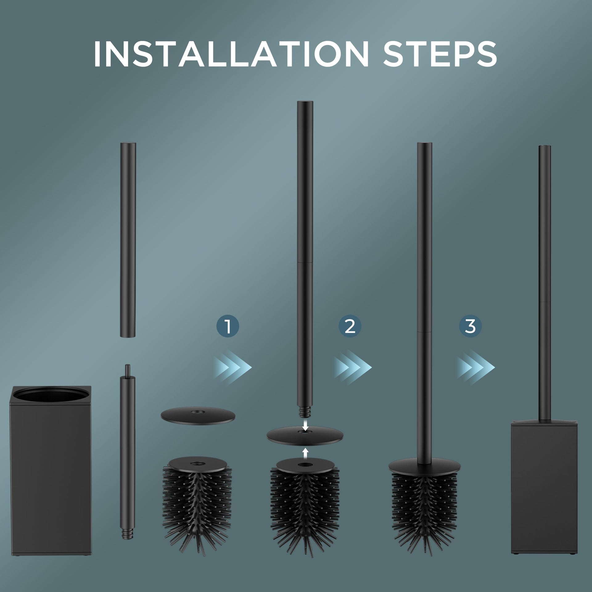 Stainless Steel Toilet Bowl Brush Scrubber and Holder Set Short