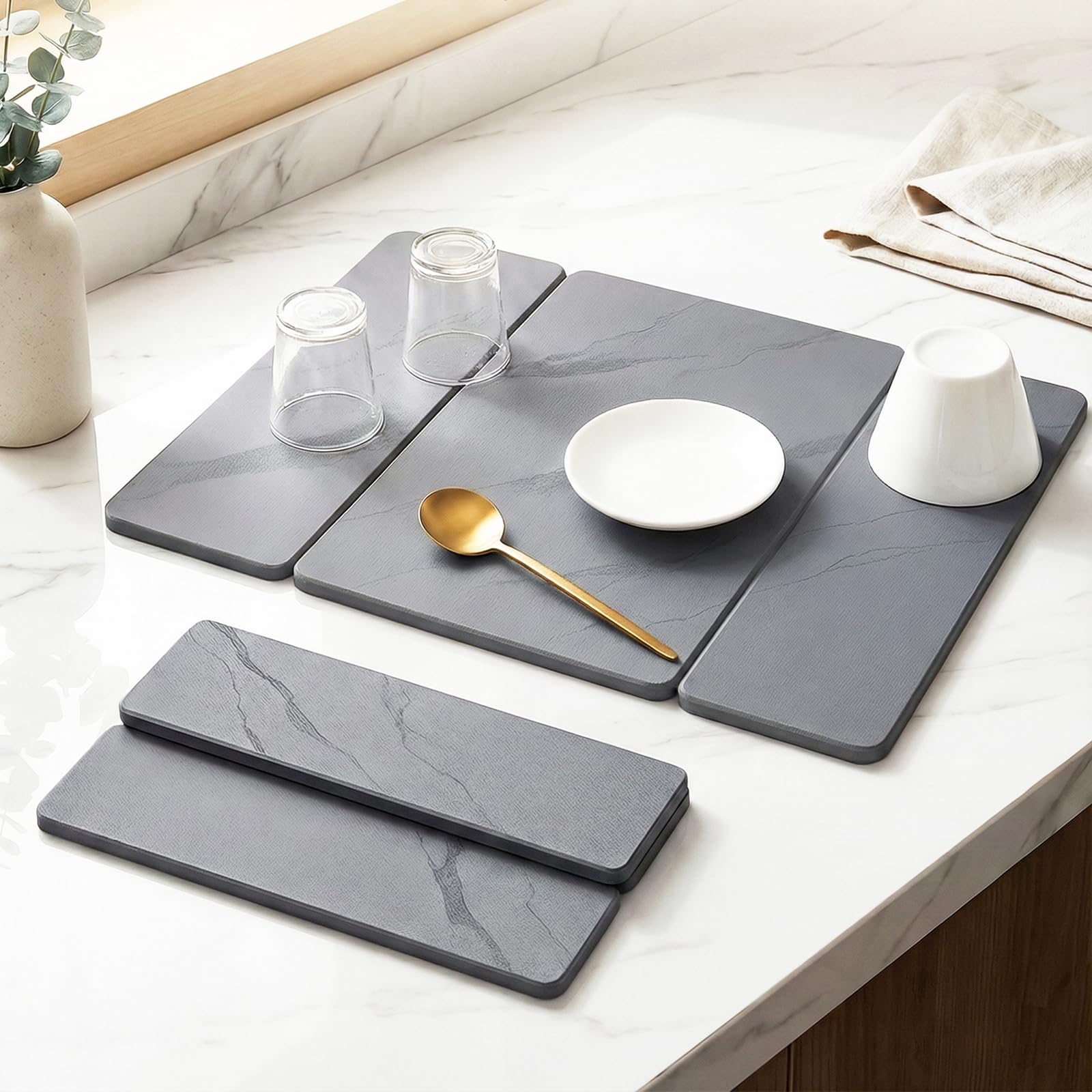 Stone Drying Mat for Kitchen Counter Dark Gray