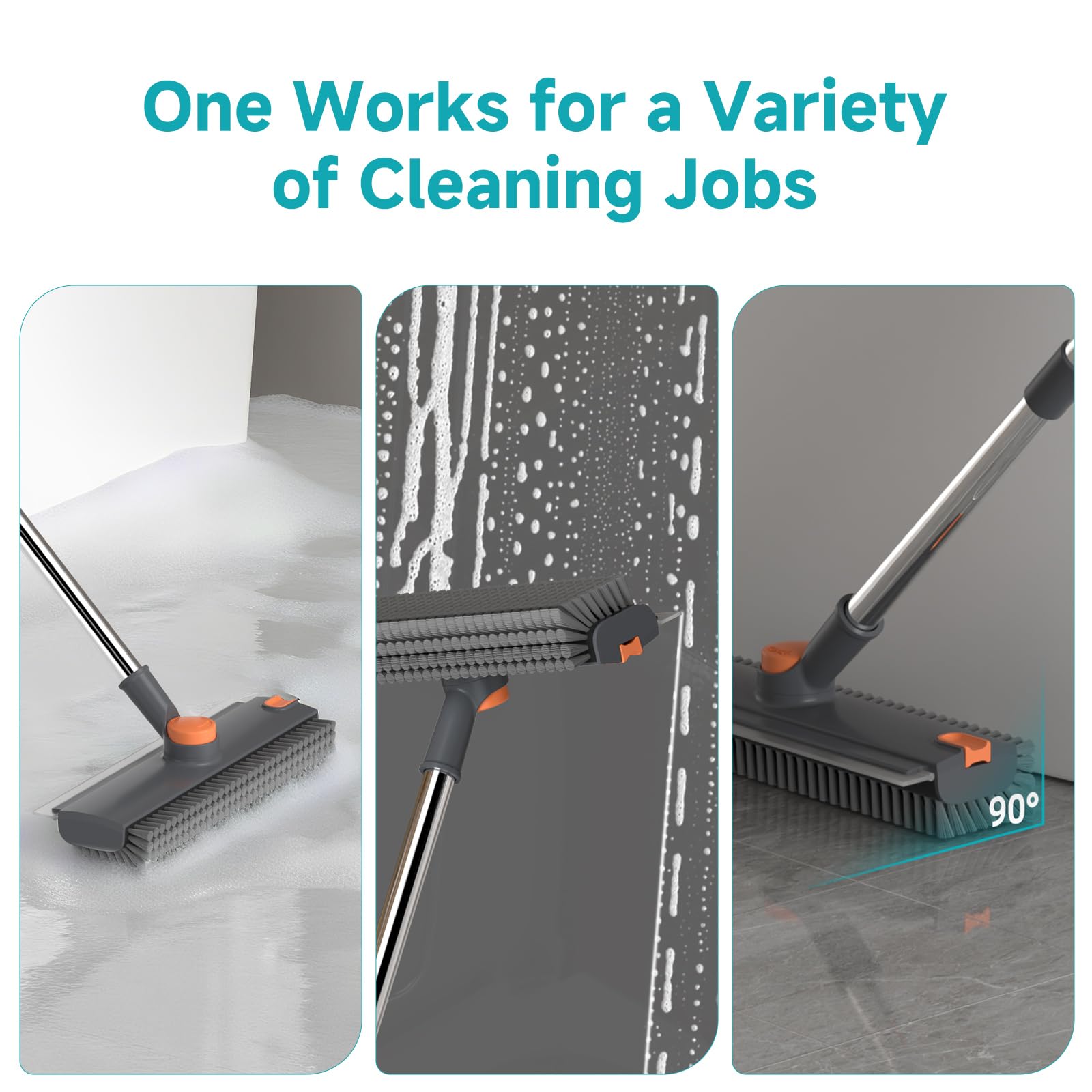 Floor Scrub Brush with Long Handle Length Adjustable