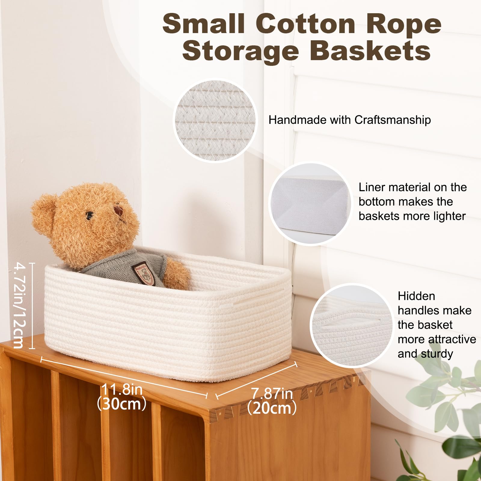 3 Pack Small Storage Baskets for Organizing (3 Count)