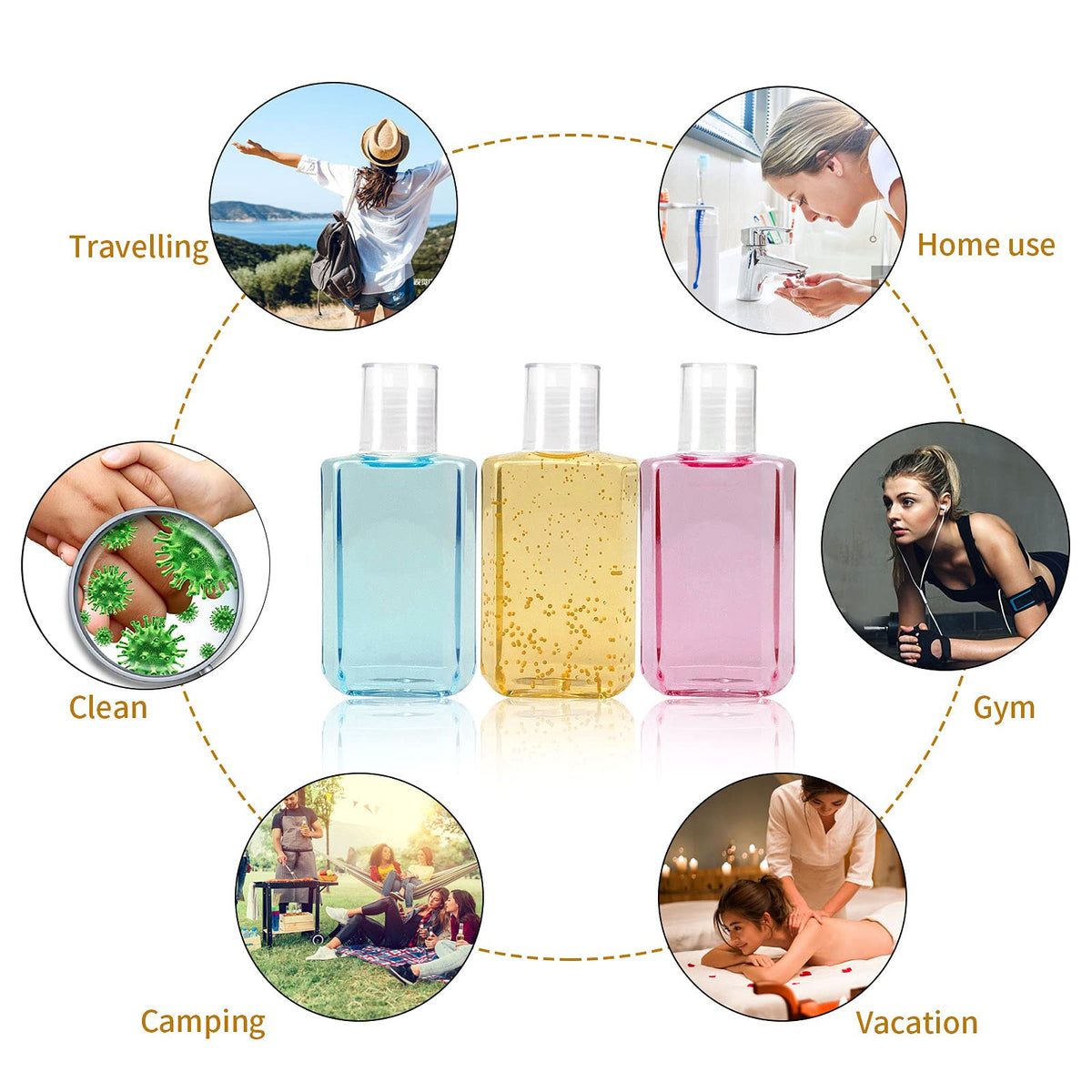 2oz Empty Hand Sanitizer Travel Size Bottles (100 Count)