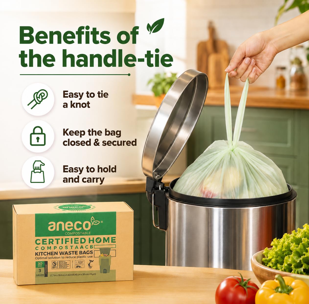 8 Gallon Compostable Kitchen Food Waste Bags (30 Count)
