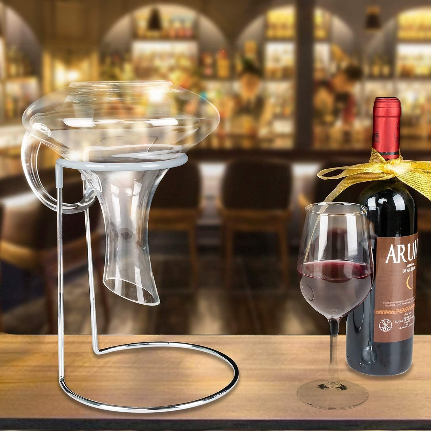Wine Decanter Drying Stand with Rubber Coated Top to Prevent Scratches