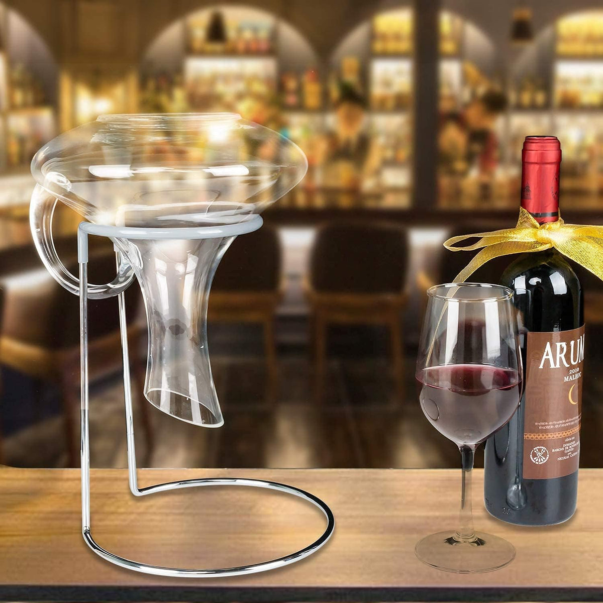 Wine Decanter Drying Stand with Rubber Coated Top to Prevent Scratches
