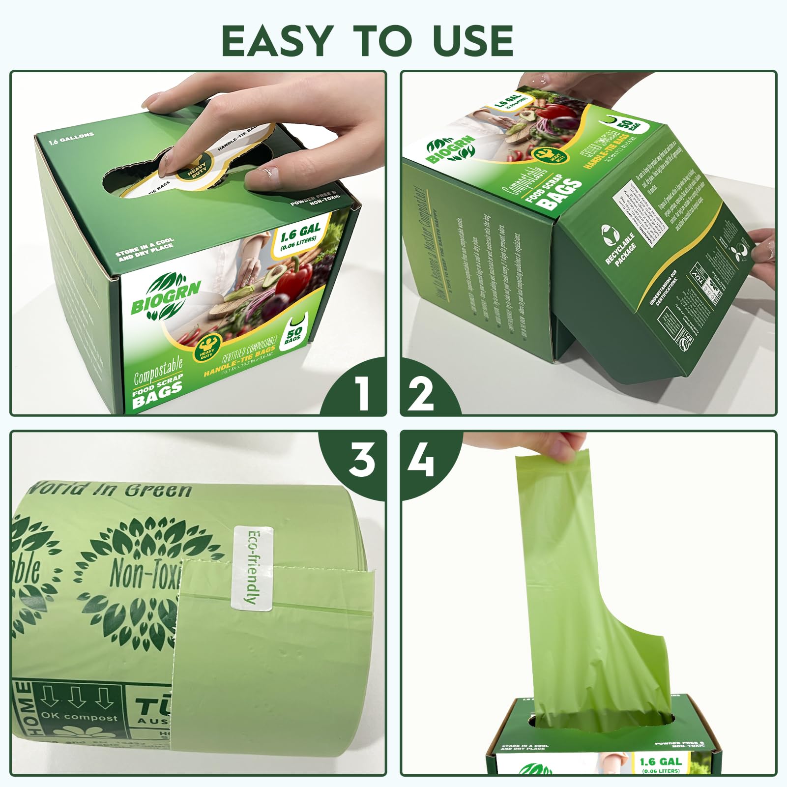 Compostable Trash Bags 1.2 (50 Count)