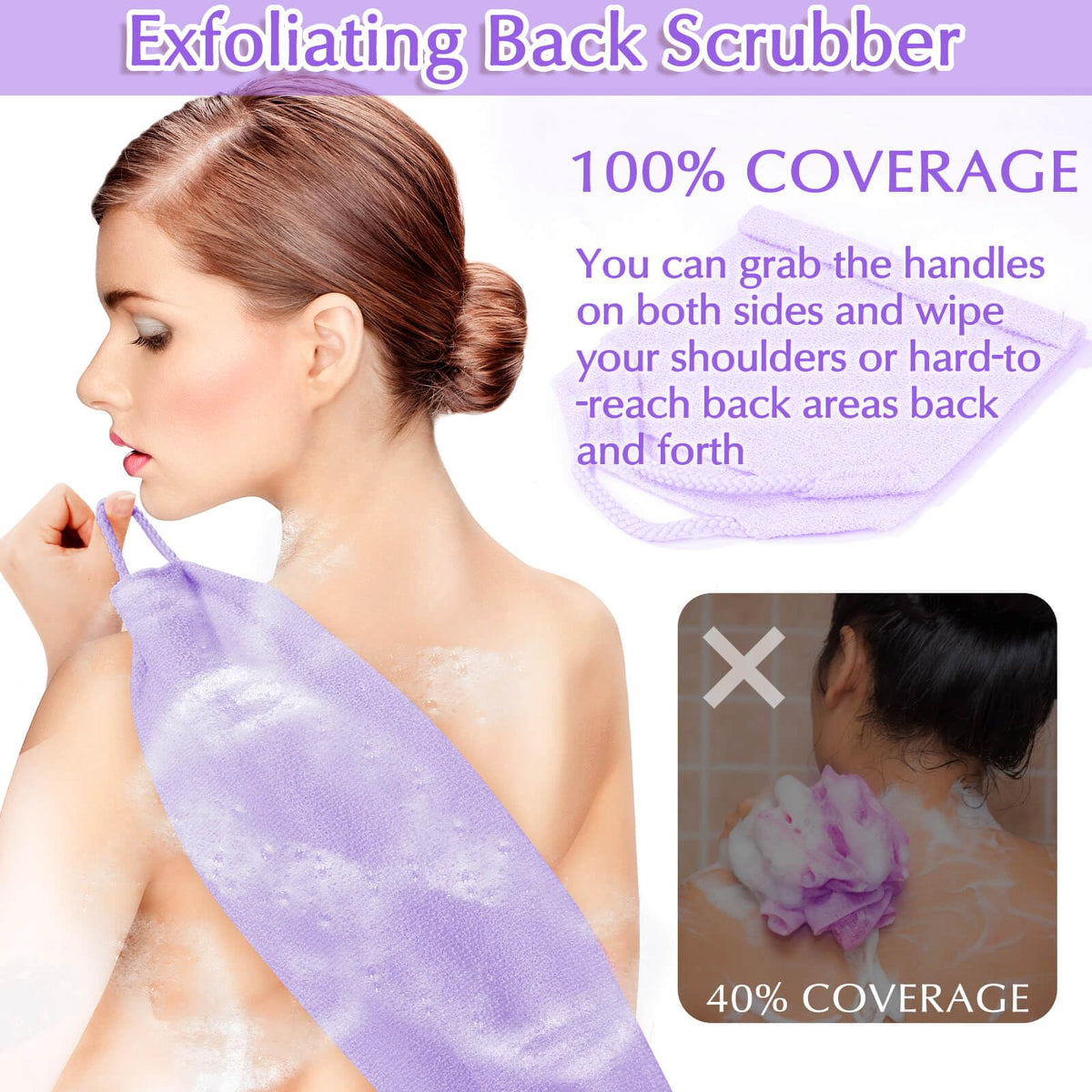 Exfoliating Back Scrubber Bath Gloves Set (3 Count)