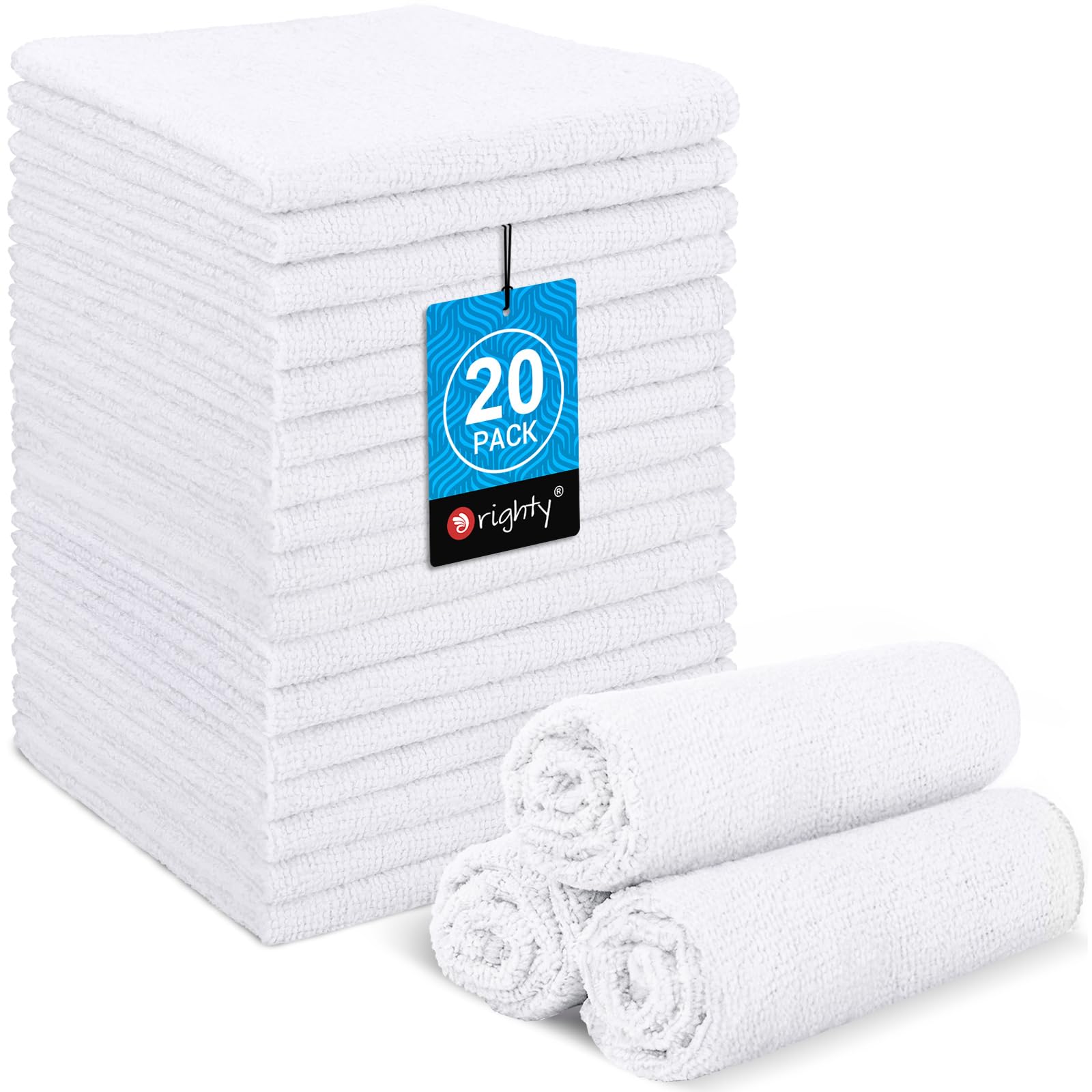 Wash Cloths Face Towels 12x12 Inch 20 Pack (20 Count)