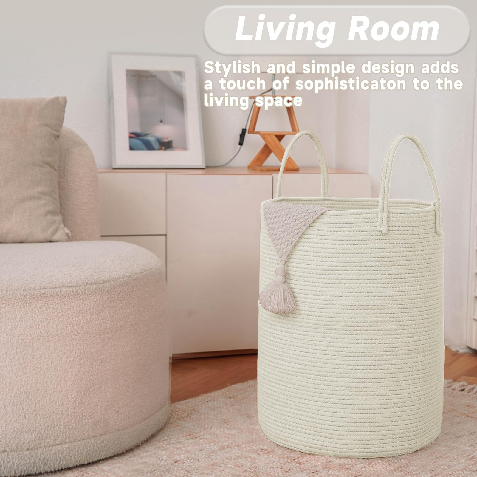 60L Cotton Rope Laundry Basket Hamper