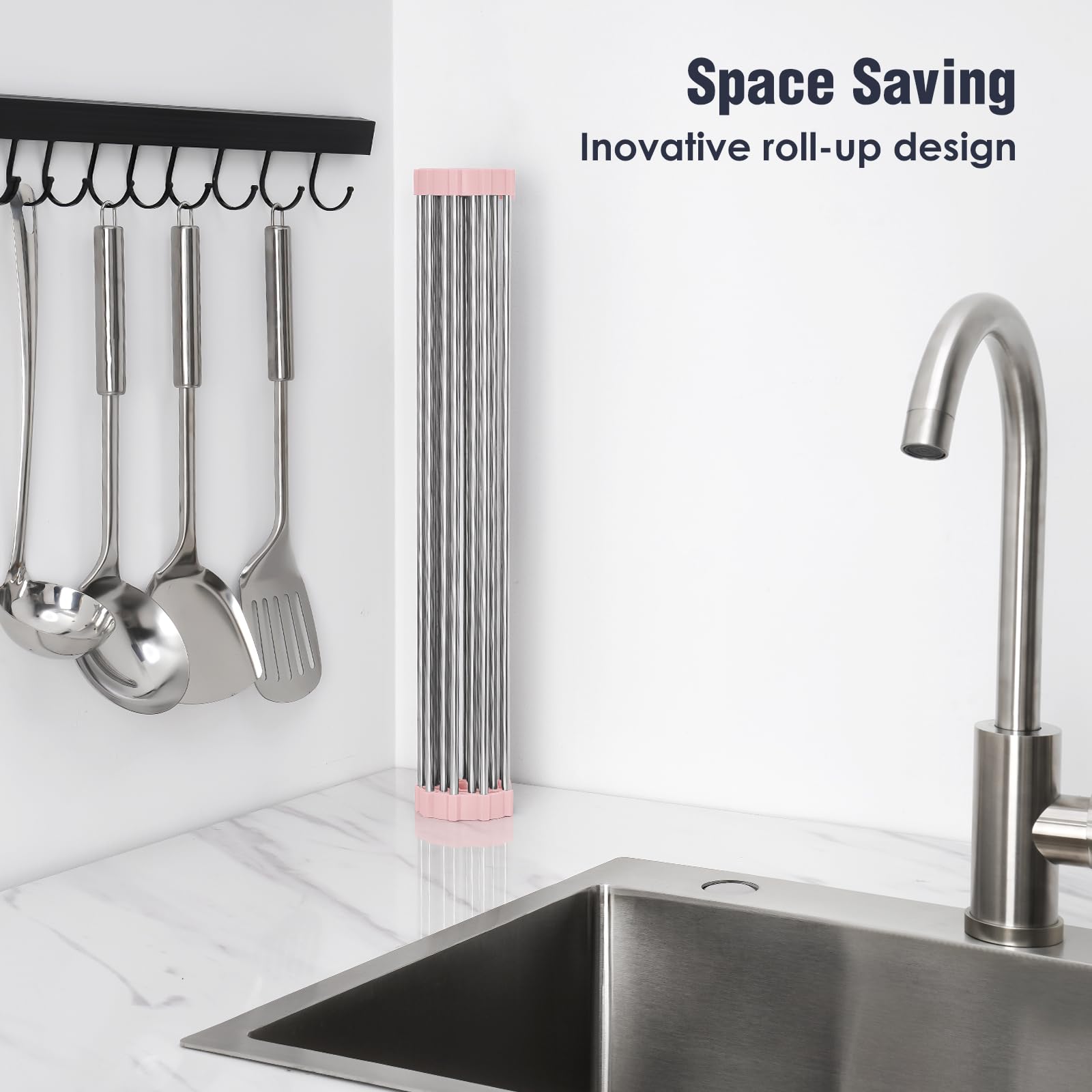 Roll Up Dish Drying Rack Over Sink