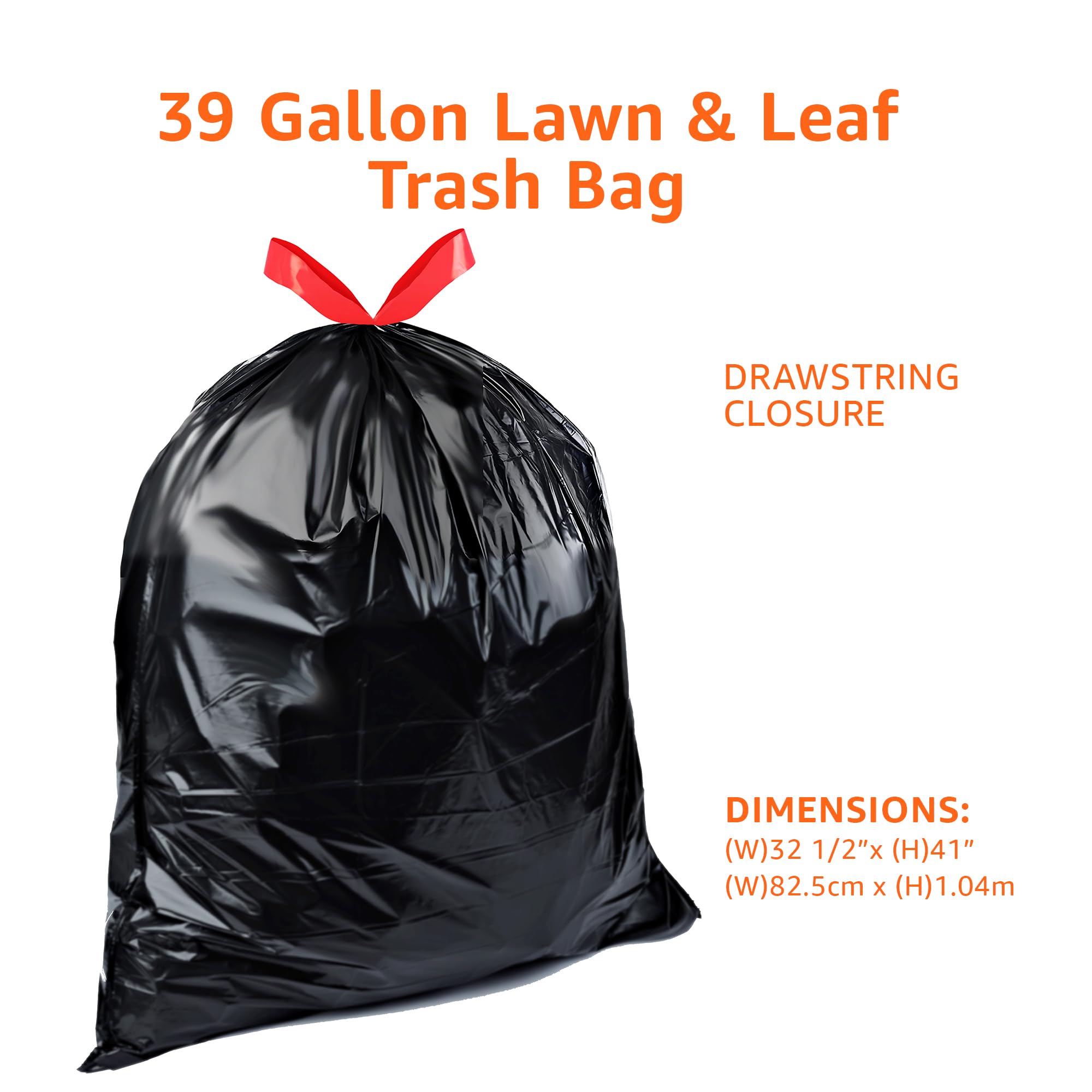 39 Gallon Lawn & Leaf Heavy Duty Drawstring Trash Bags (40 Count)