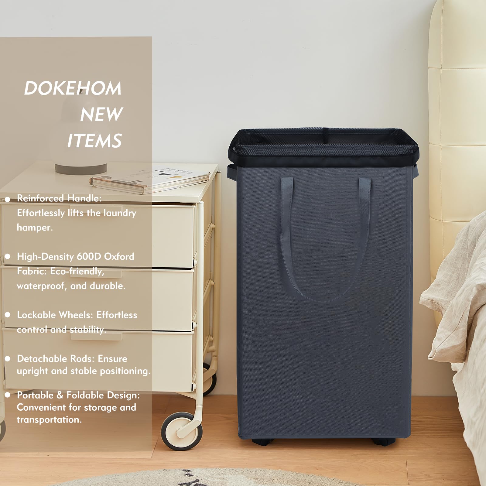 90L X Large Rolling Laundry Basket Hamper on Wheels