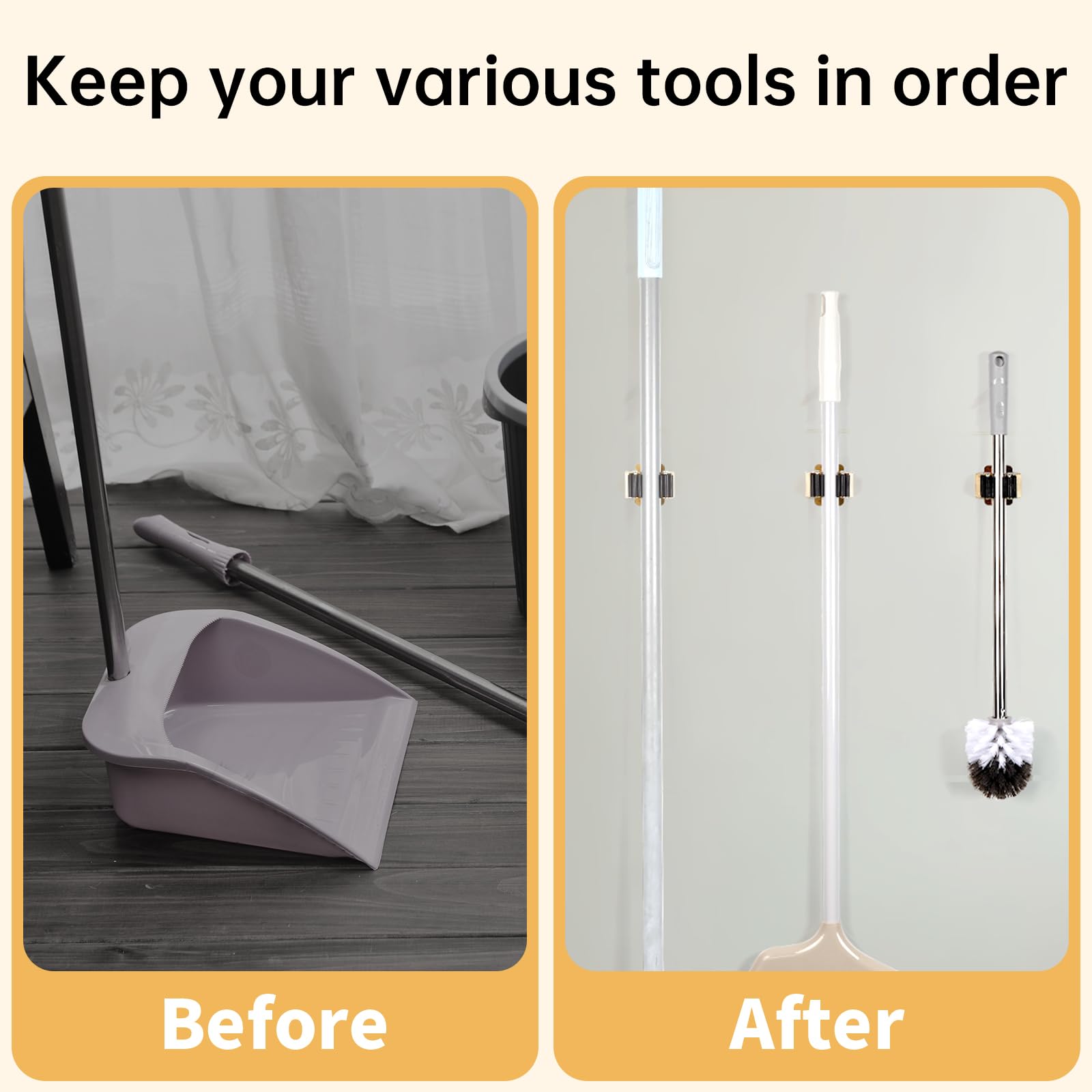 4pcs Anti Slip Broom and Mop Holder (6.08 Ounce)