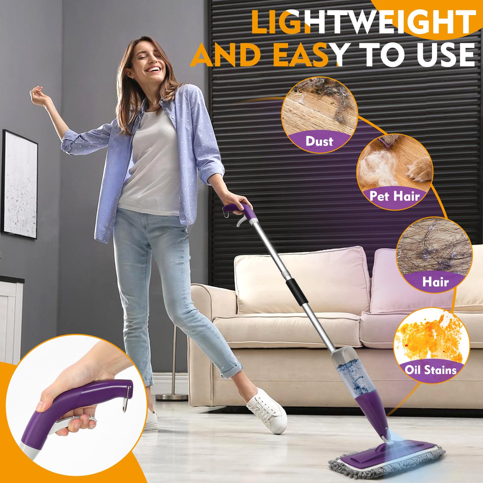 Microfiber Spray Mop for Floor Cleaning with Washable Pads