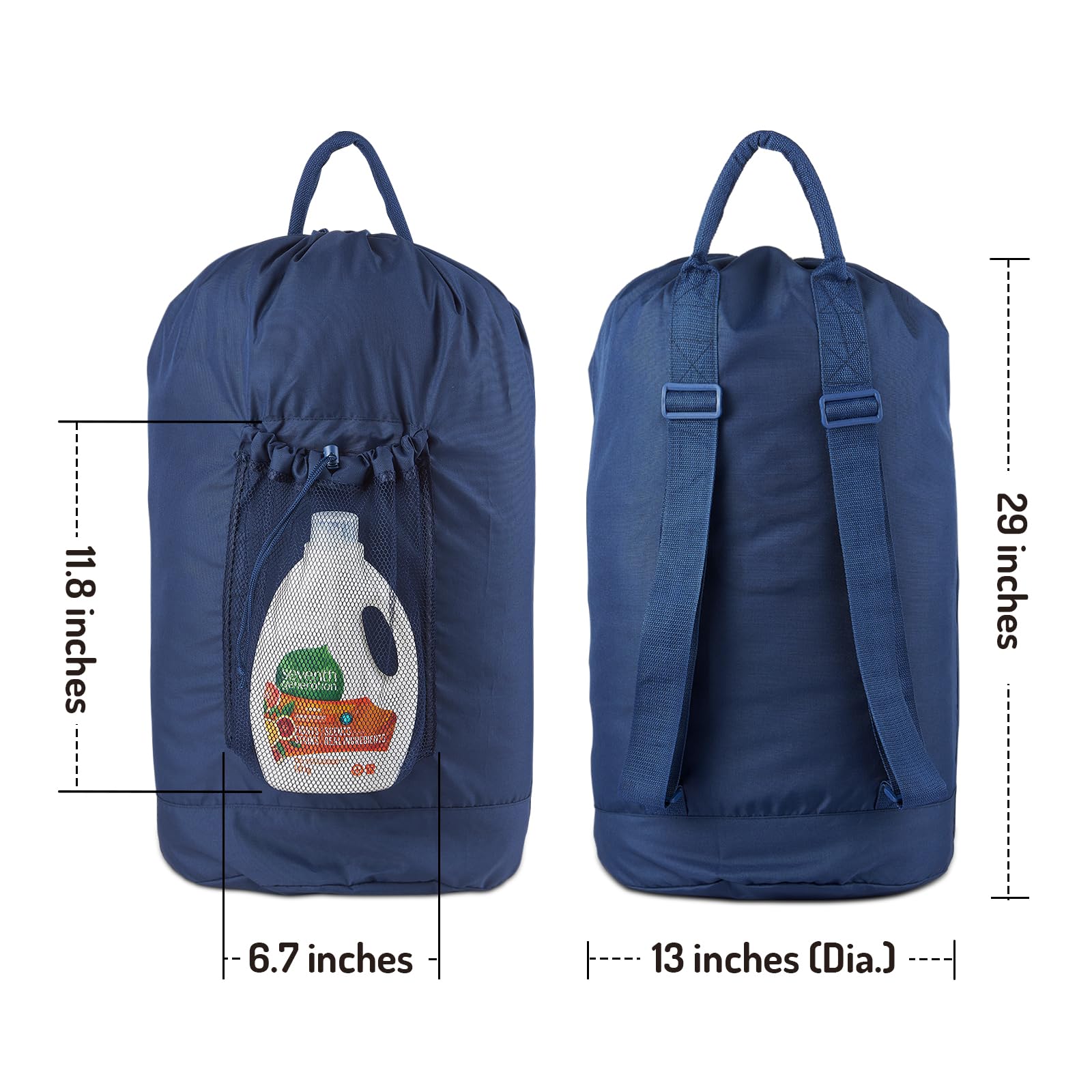 Laundry Bag Backpack with Detergent Holder and Adjustable Shoulder Straps