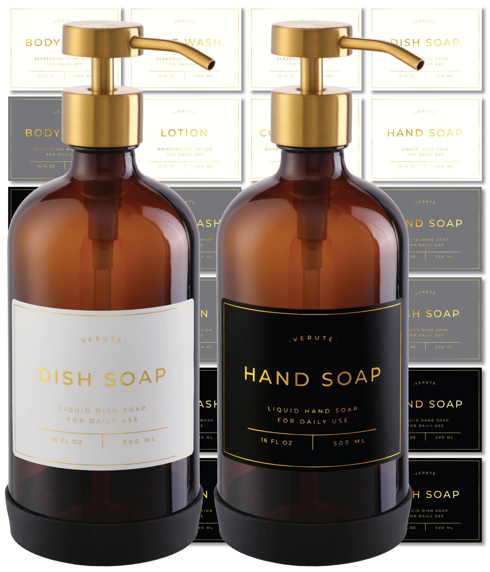 Hand and Dish Soap Dispenser for Kitchen and Bathroom (2 Count)