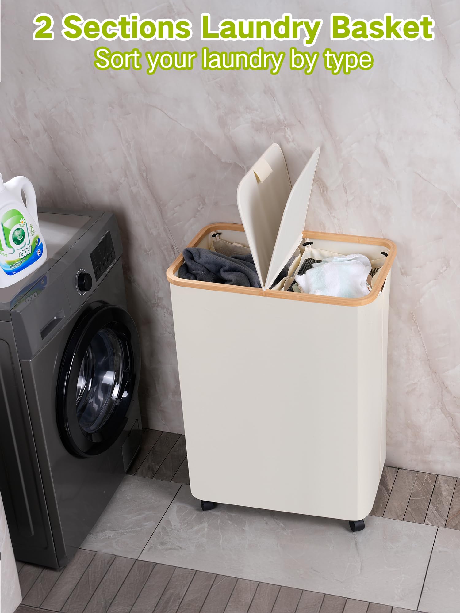 Double Laundry Hamper with Wheels