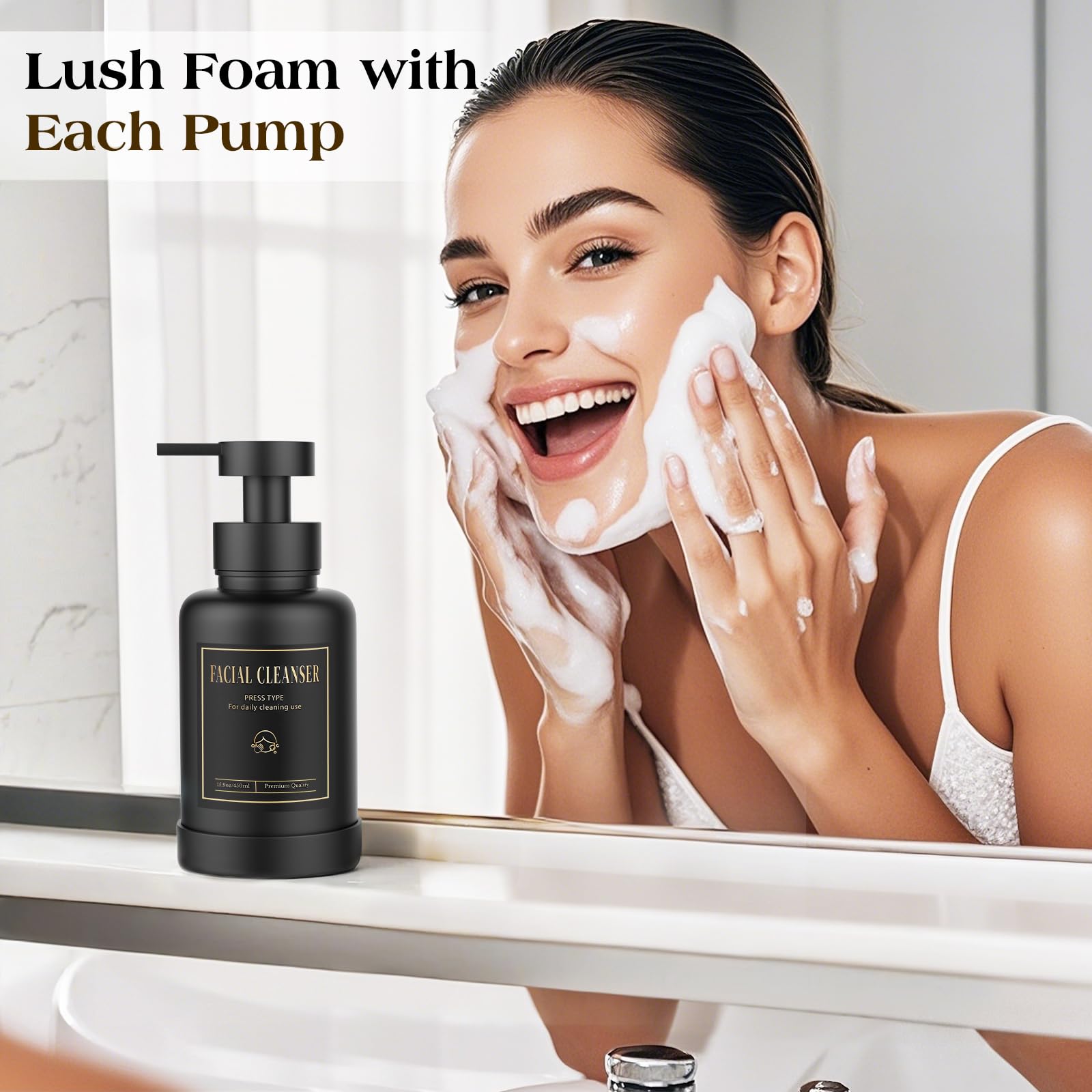 Glass Foaming Soap Dispenser 15oz Hand Soap Bottle