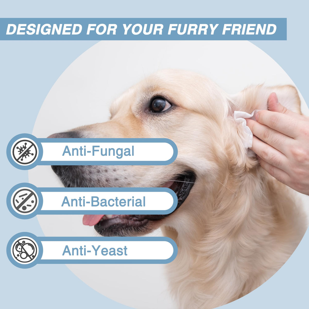 Antifungal and Antibacterial All Natural Wipes for Dogs & Cats (160 Count)