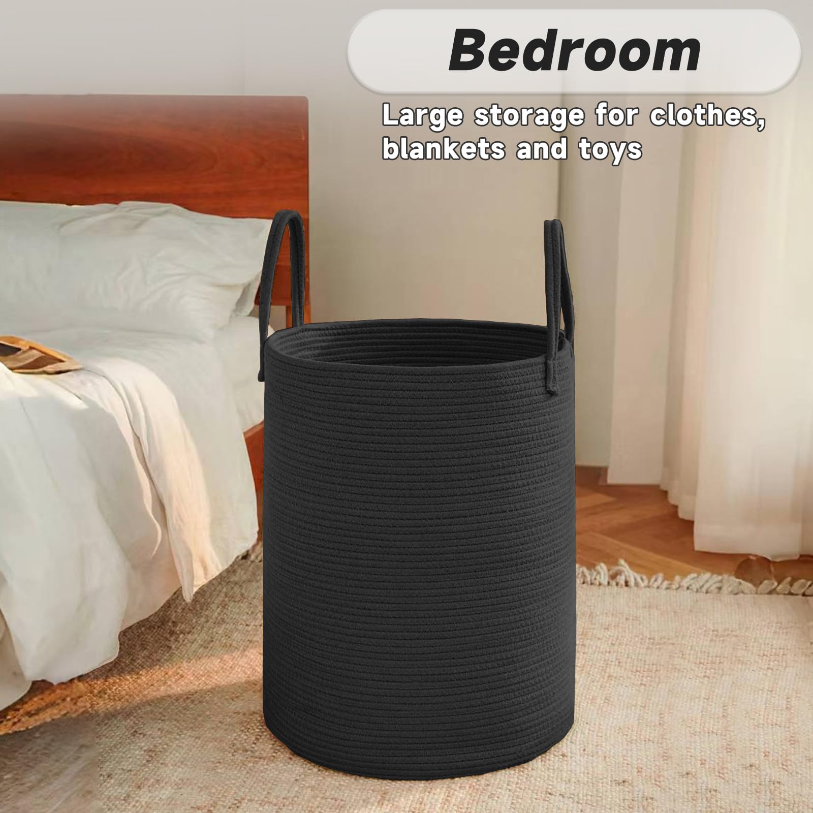 60L Cotton Rope Laundry Basket Hamper