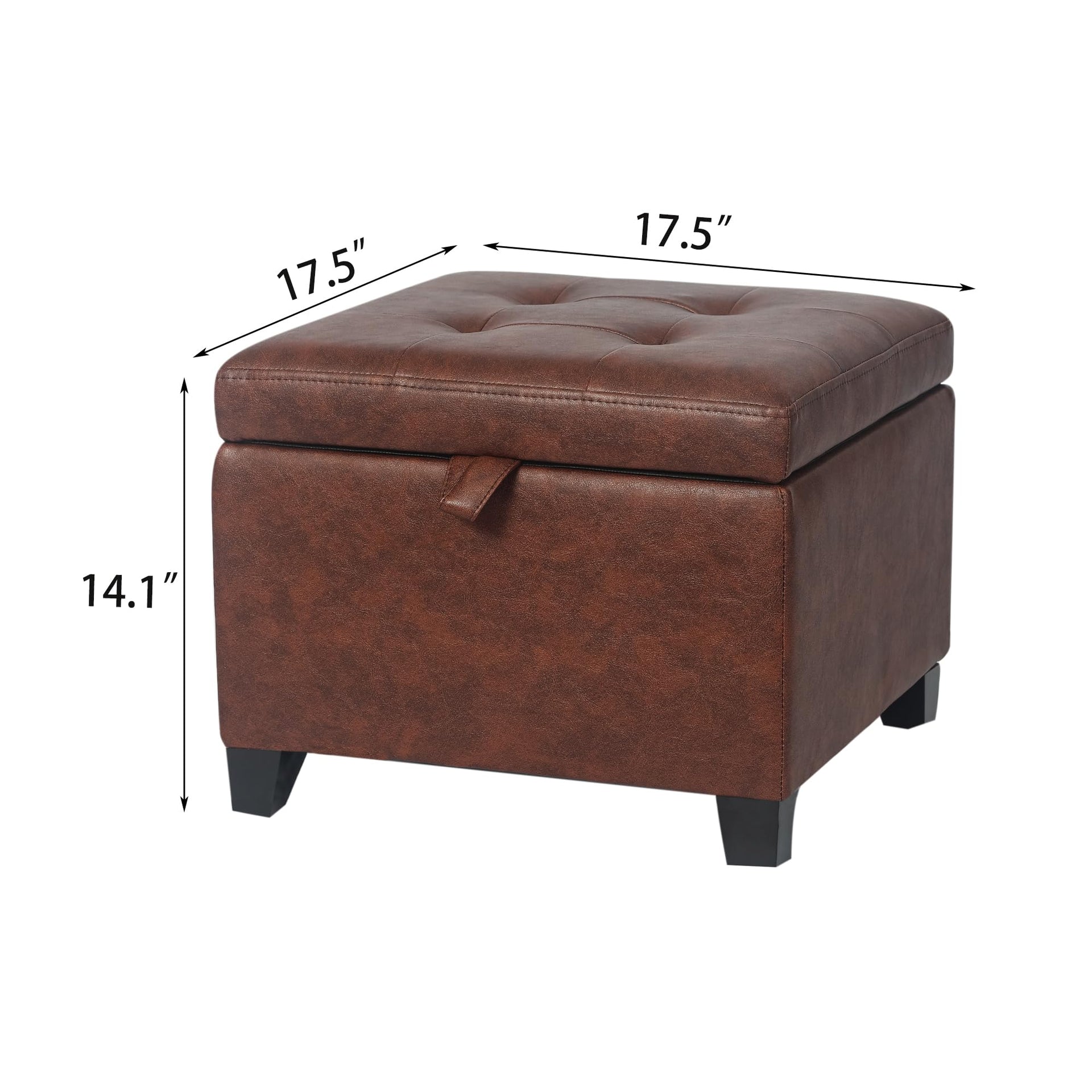 Faux Leather Storage Ottoman