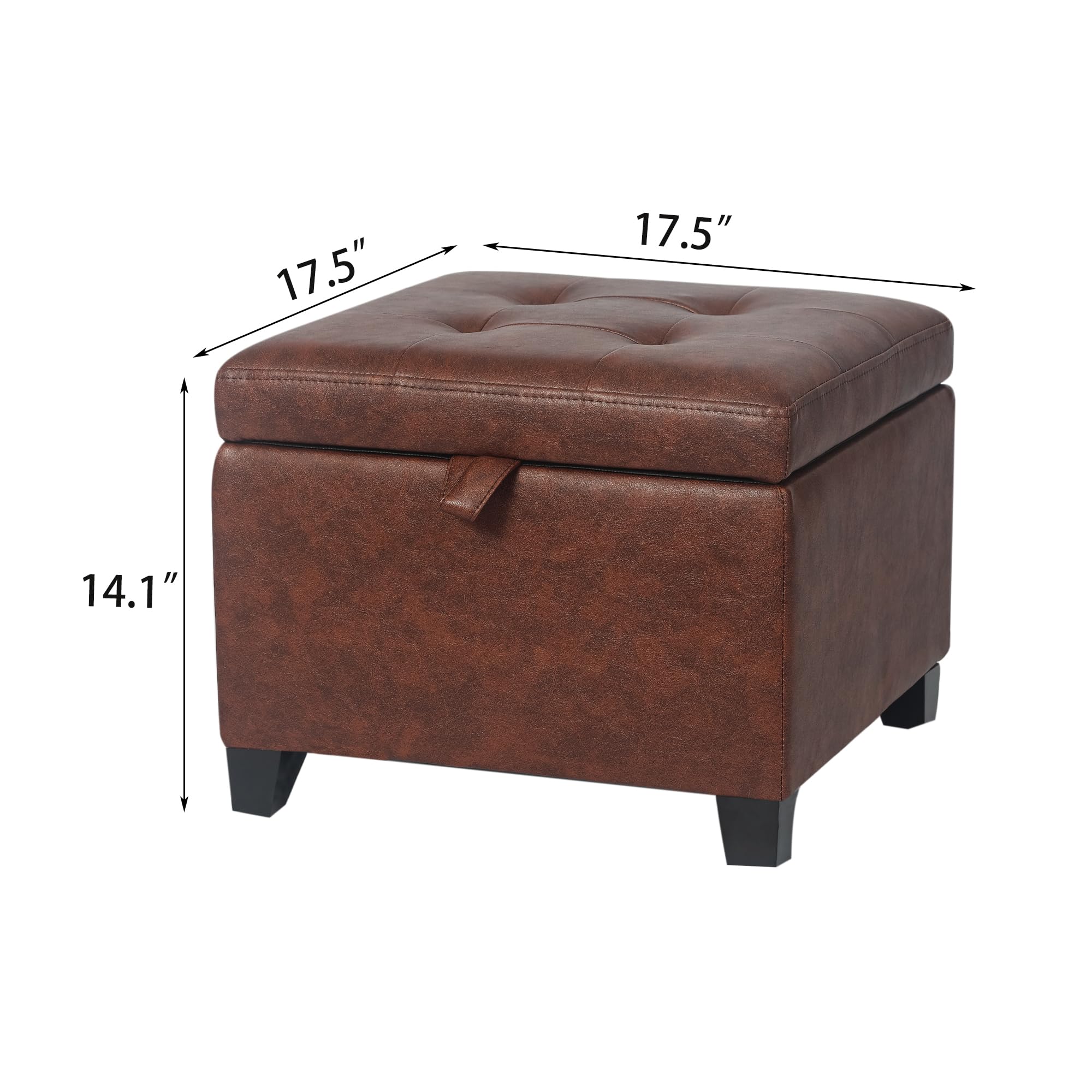 Faux Leather Storage Ottoman