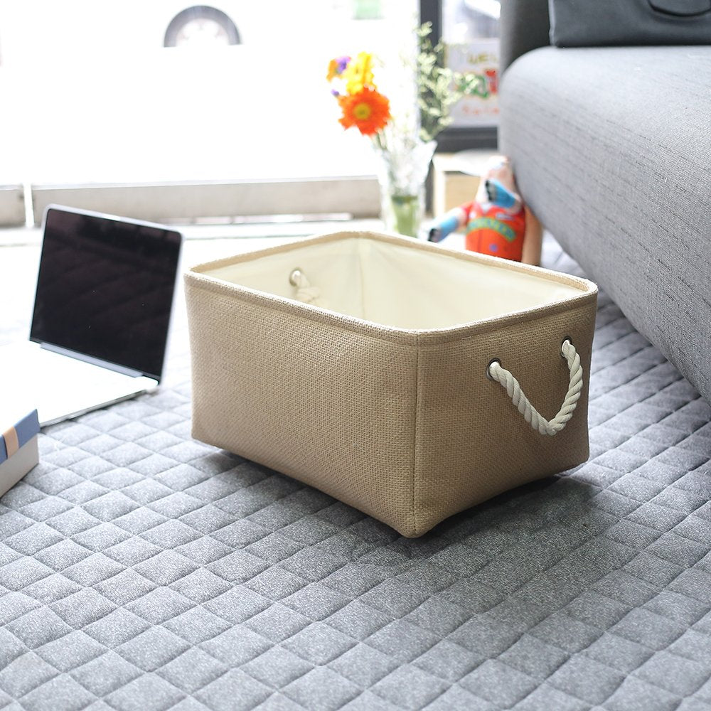 Decorative Basket Rectangular Small Storage Basket Fabric Storage Bin Organizer Basket with Handles for Clothes Storage