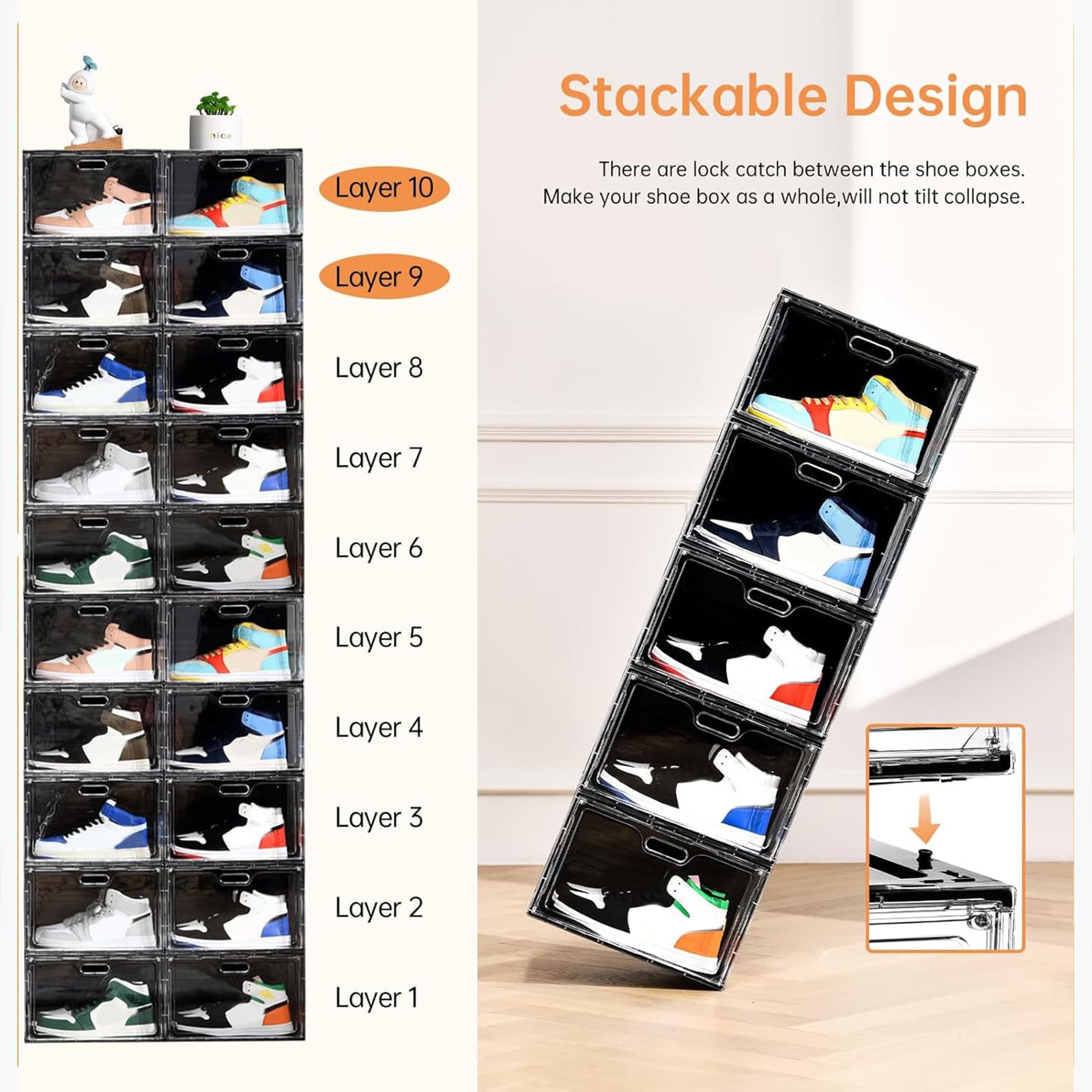 New 8 Pack Shoe Boxes Stackable (8 Count)