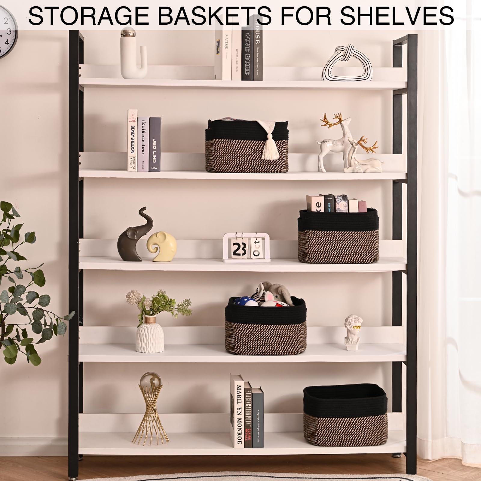Small Storage Baskets for Organizing Shelves (4 Count)