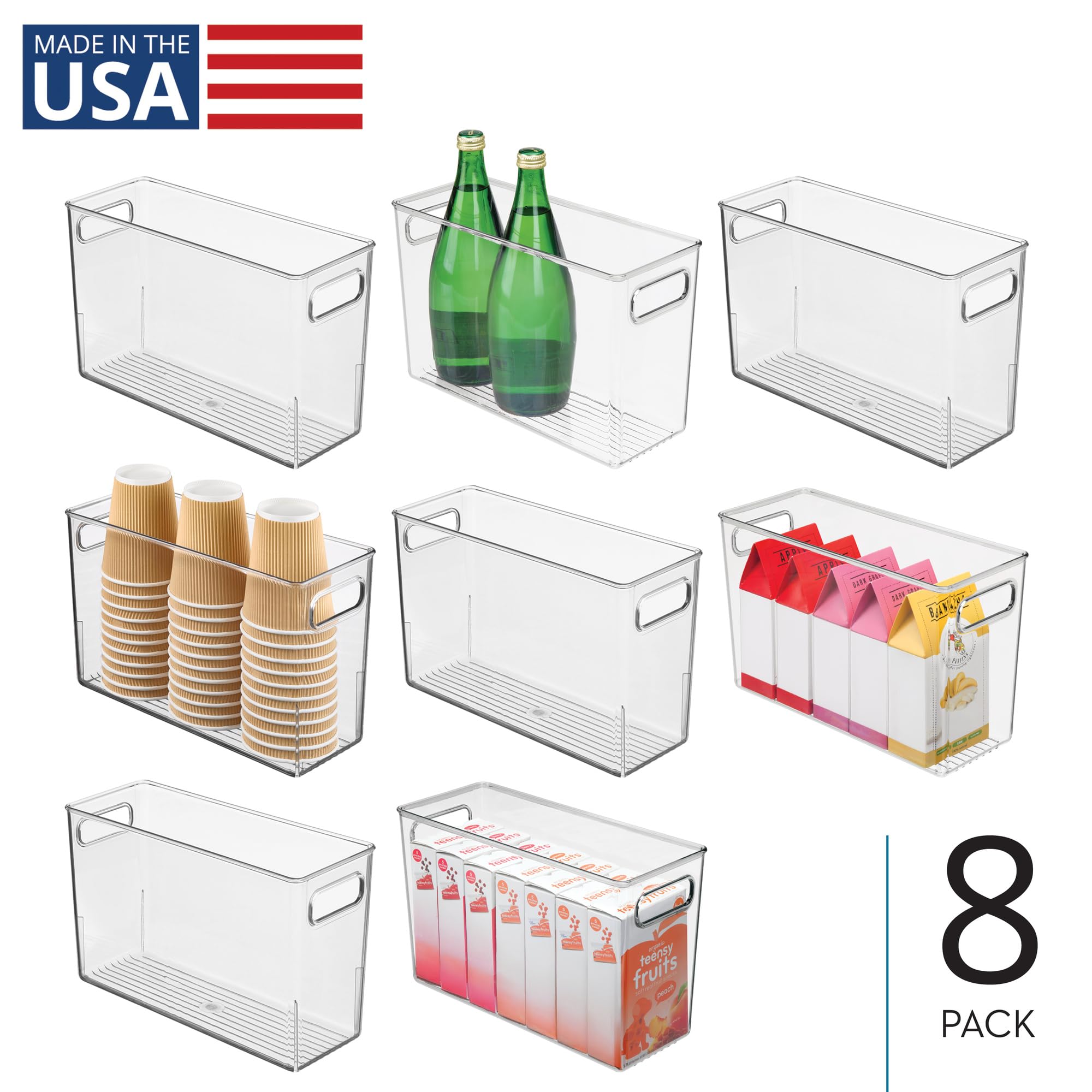 Tall Plastic Storage Bin with Handles for Fridge or Freezer (8 Count)