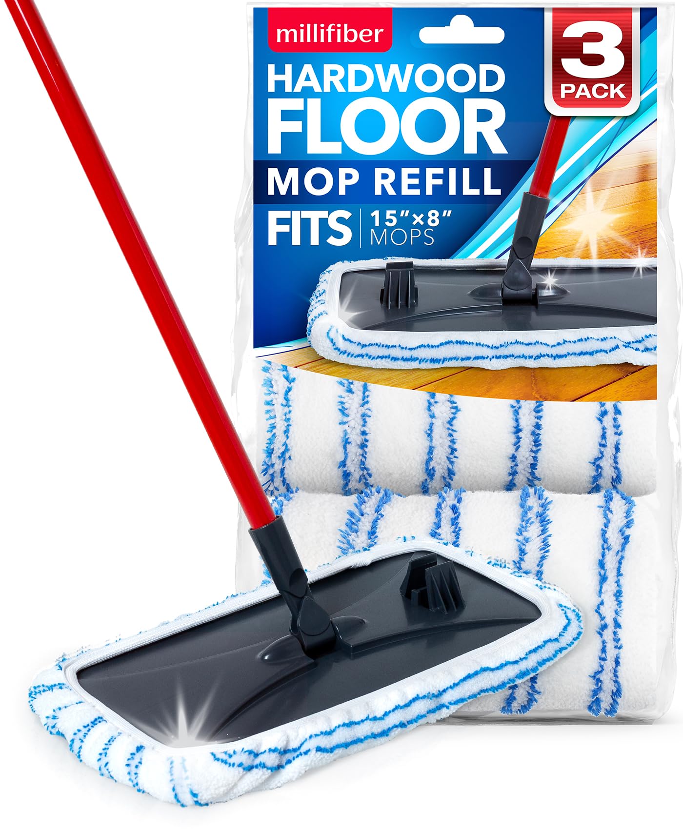 Microfiber Mop Refills 15x8 Inches (3 Count)