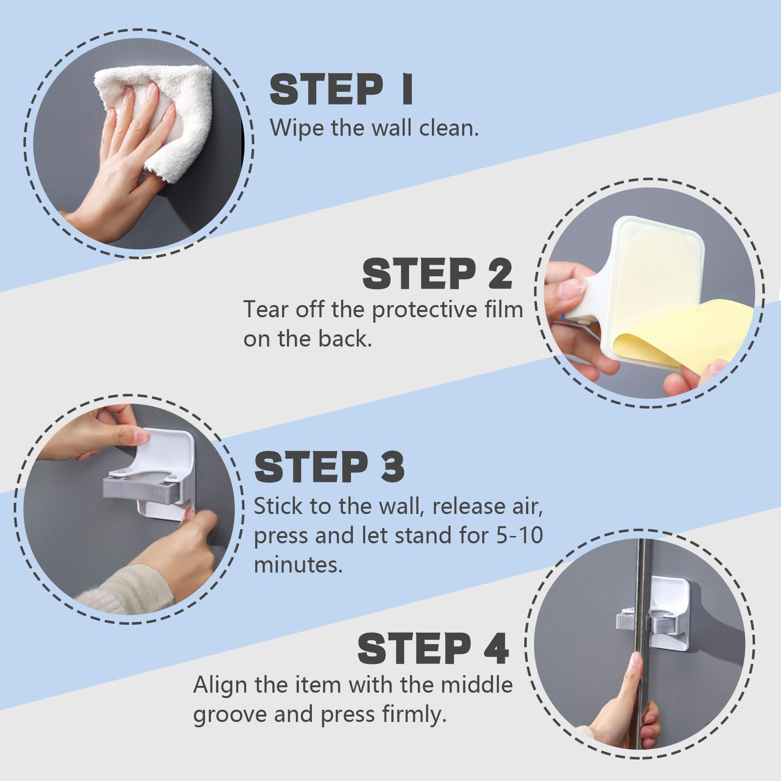 4 Pack Mop and Broom Holder Wall Mount (4 Count)