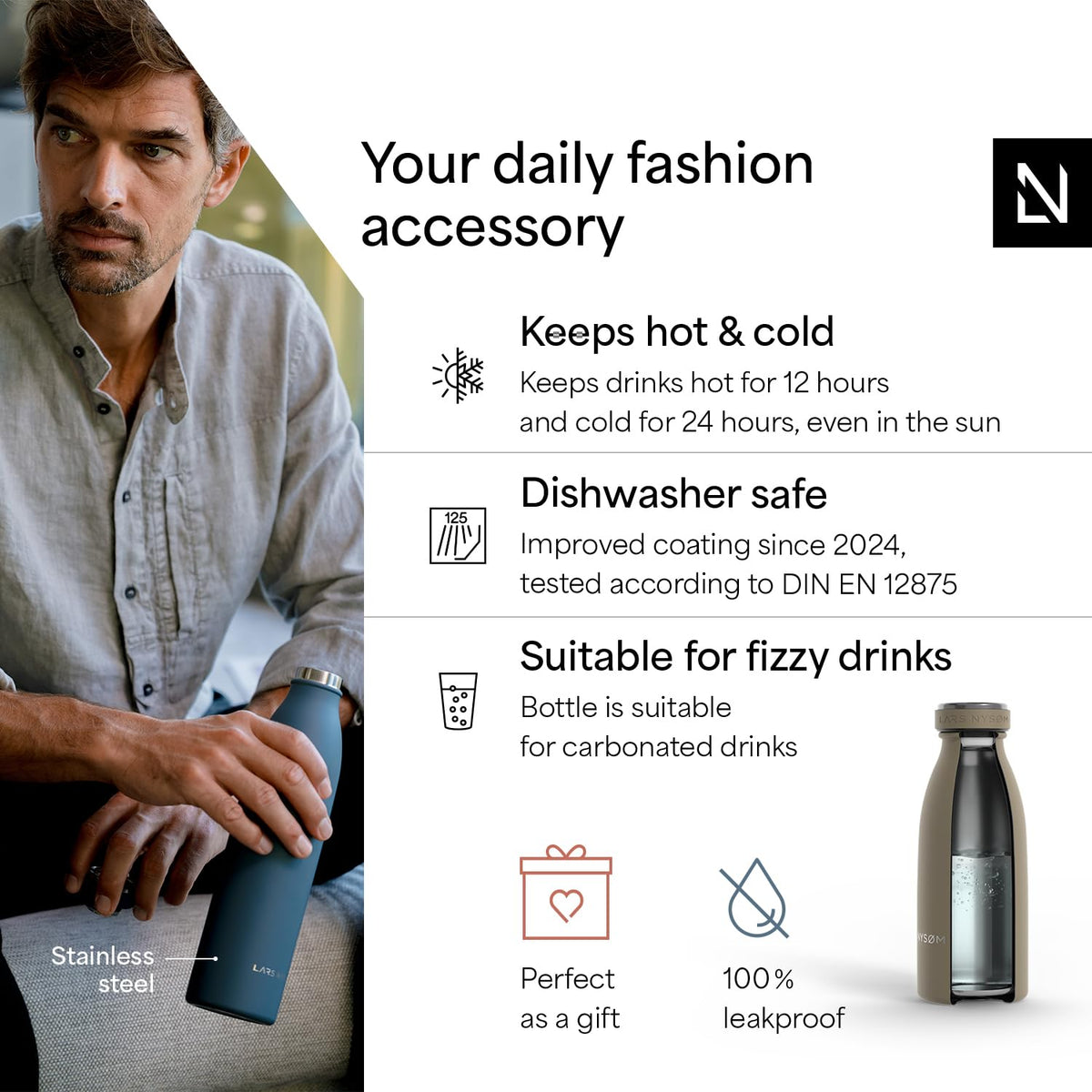 Stainless Steel Insulated Water Bottle 12oz 17oz 25oz 34oz 51oz