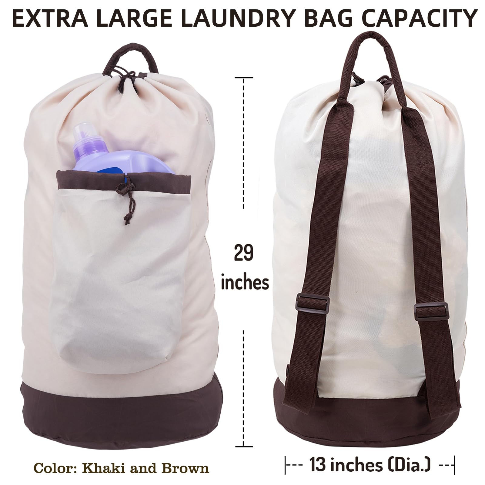 Laundry Bag Backpack with Shoulder Straps and Detergent Holder Clothes