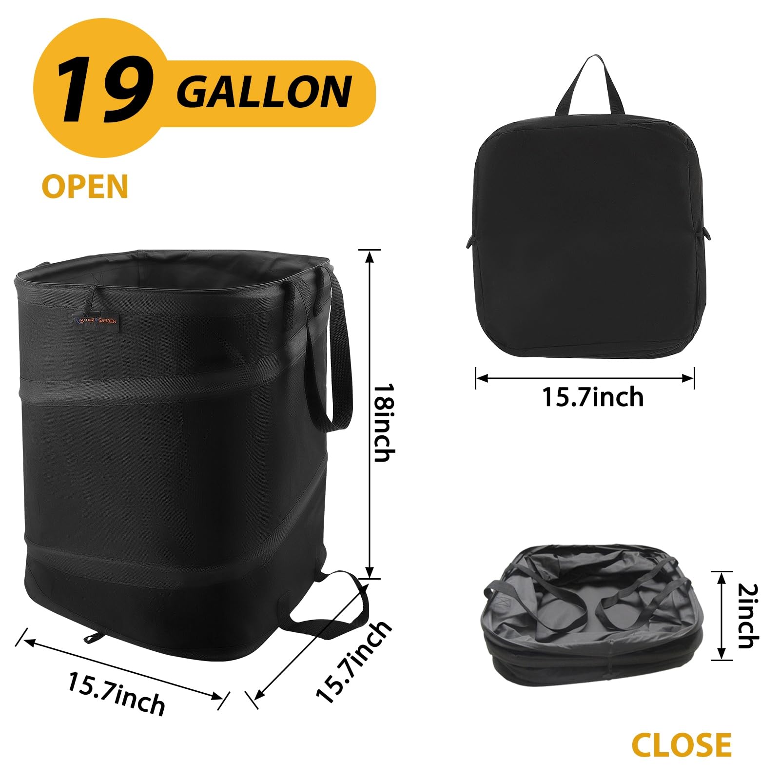 19 Gallon Square Collapsible Yard Waste Bin